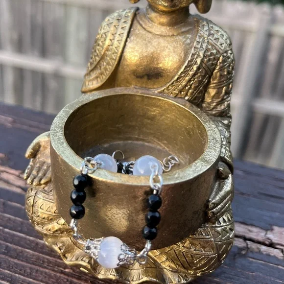 Selenite And Black Tourmaline Bracelet - Picture 2 of 4
